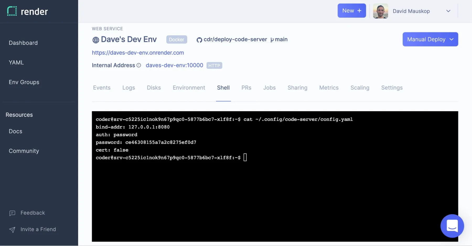 Using cat to find my password