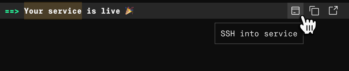 Opening a dashboard shell session from the log explorer