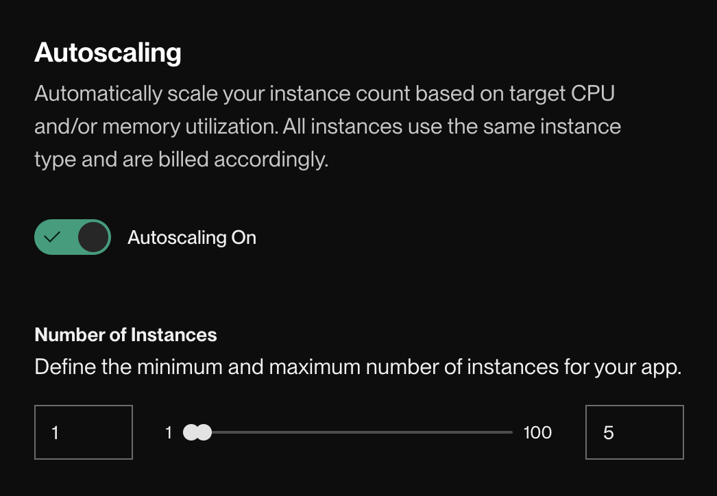 Enabling autoscaling in the Render Dashboard