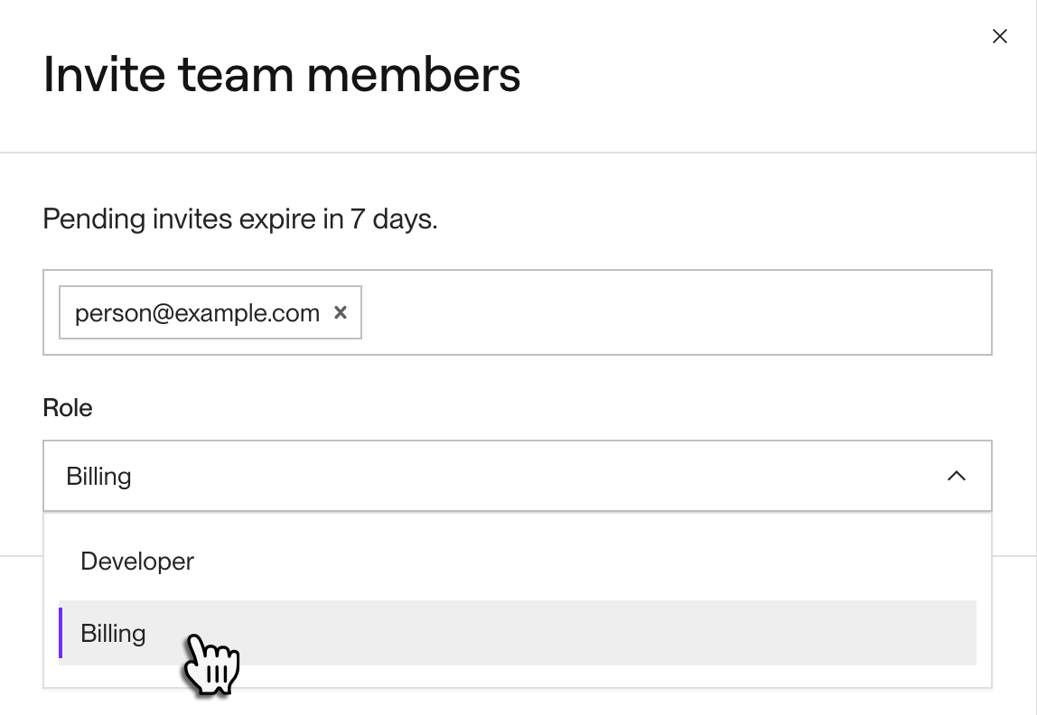 Assigning the Billing role to an org member