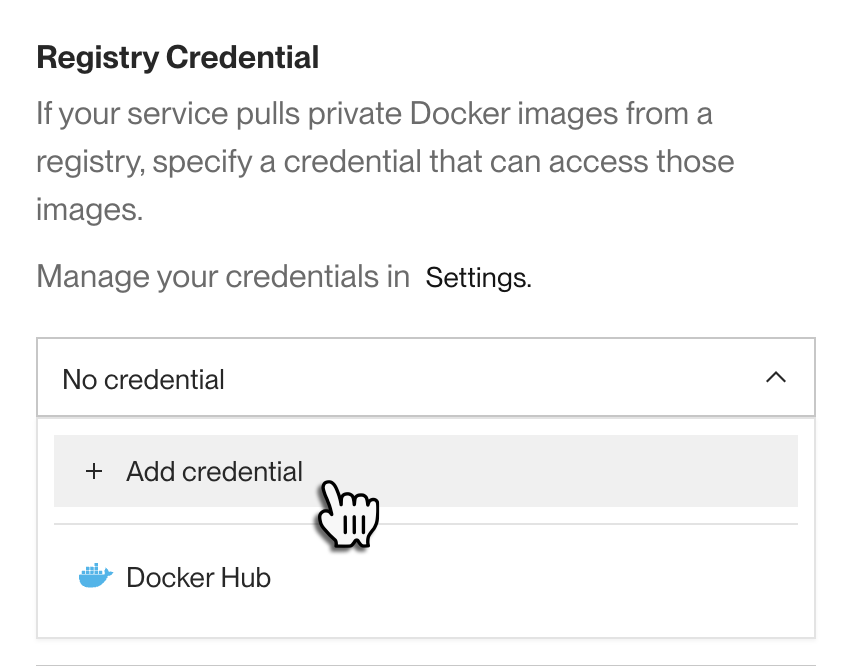 Adding a registry credential during service creation