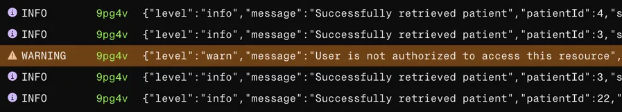 Reviewing PHI access logs in the Render Log Explorer