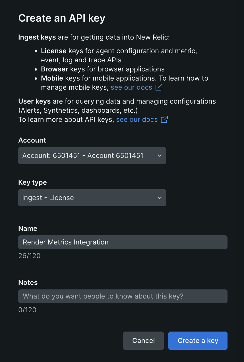Creating a New Relic API key