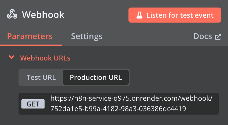 Viewing n8n webhook URLs