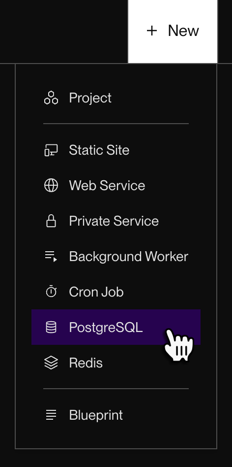 Creating a new web service in the Render Dashboard