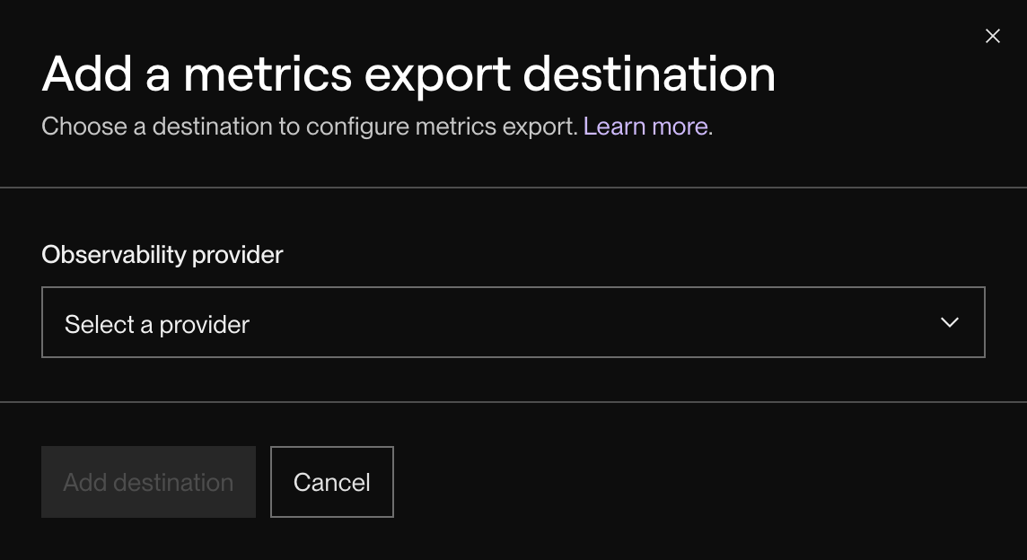 Setting a default metrics export in the Render Dashboard
