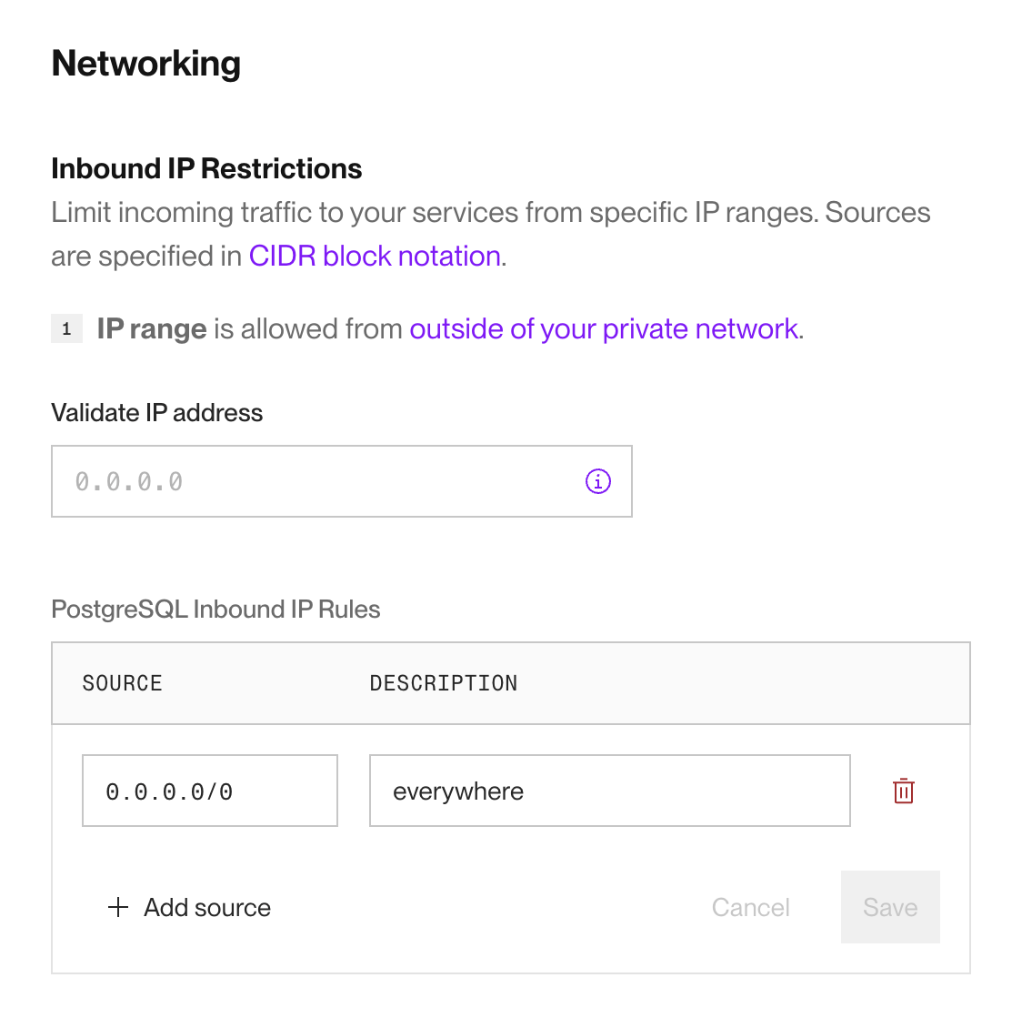 Setting PostgreSQL access control in the Render Dashboard
