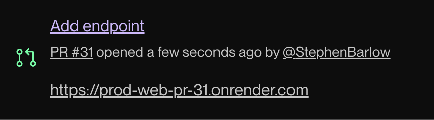 A service preview entry in the Render Dashboard