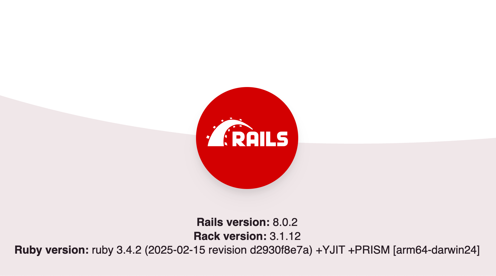 The default Rails app landing page