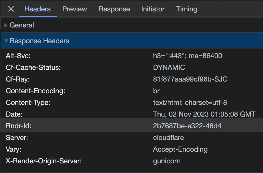 Viewing the Rndr-Id header in Chrome