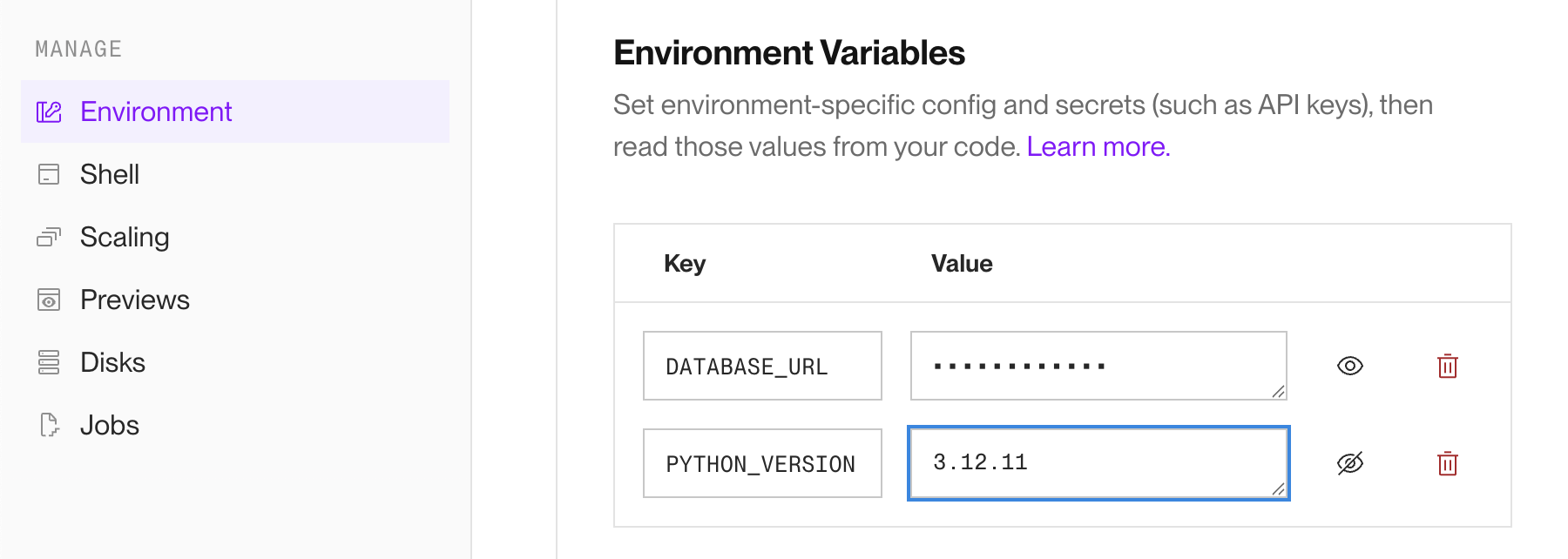 Setting the PYTHON_VERSION environment variable